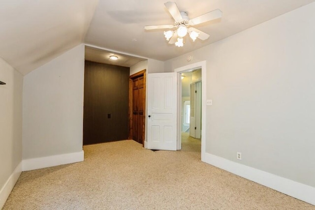 817 Harrison Ave, Saint Joseph, MI 49085 - additional living space featuring light carpet, lofted ceiling, baseboards, and a ceiling fan