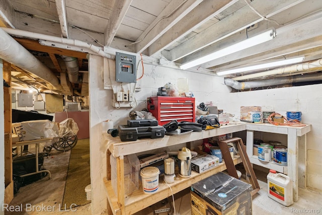 5740 M 66, East Leroy, MI 49051 - kitchen featuring electric panel and unfinished concrete flooring