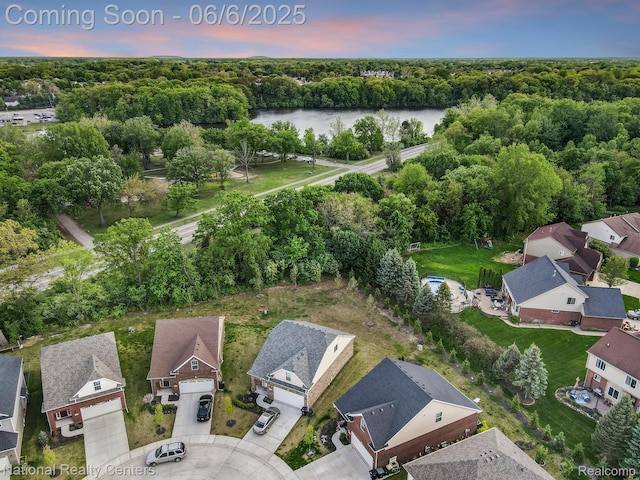 11801 Hines Place Dr, Livonia, MI 48150 - aerial view at dusk of a water view and a residential view