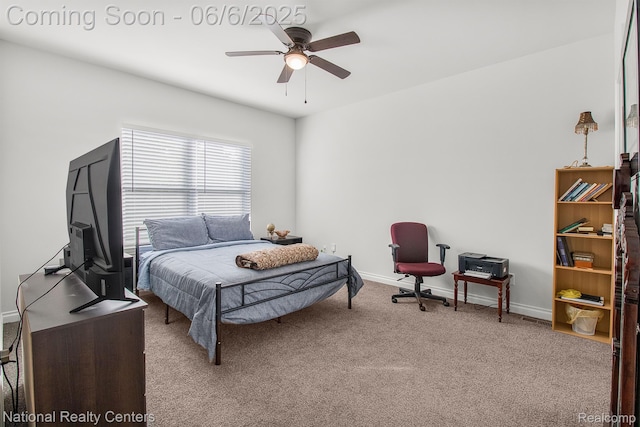 11801 Hines Place Dr, Livonia, MI 48150 - bedroom with carpet flooring, baseboards, and a ceiling fan