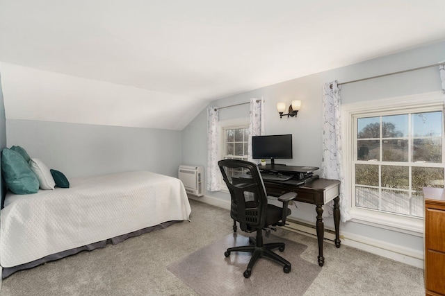 46860 Shelby Rd, Michigan, MI 48317 - bedroom featuring light colored carpet, vaulted ceiling, an office area, and baseboards