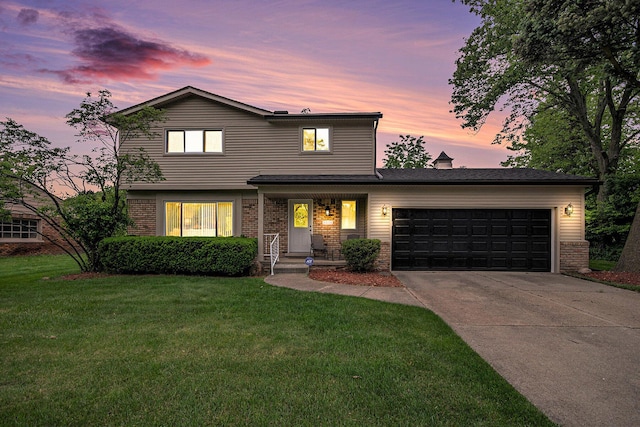 4014 Orchard Crest Dr, West Bloomfield, MI 48322 - traditional-style home with brick siding, driveway, an attached garage, and a front lawn