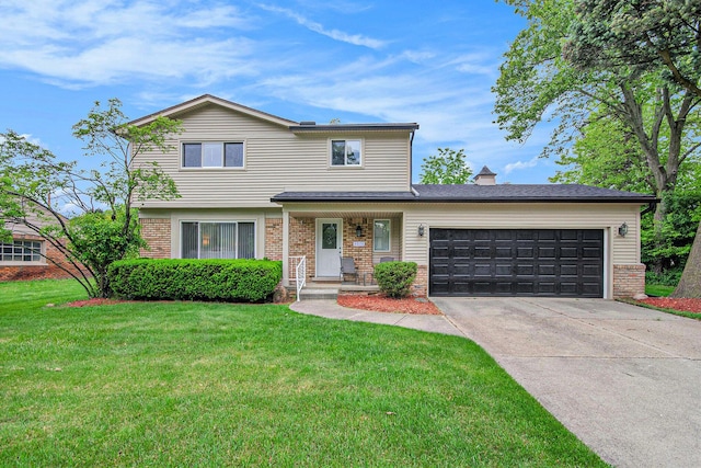 4014 Orchard Crest Dr, West Bloomfield, MI 48322 - view of front of property featuring brick siding, driveway, a garage, and a front lawn