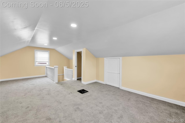 14953 Winthrop St, Detroit, MI 48227 - bonus room featuring carpet, lofted ceiling, baseboards, and recessed lighting