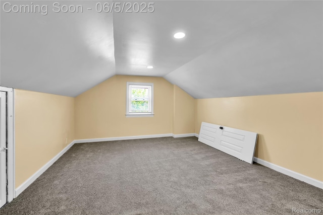 14953 Winthrop St, Detroit, MI 48227 - bonus room featuring baseboards, carpet floors, lofted ceiling, and recessed lighting