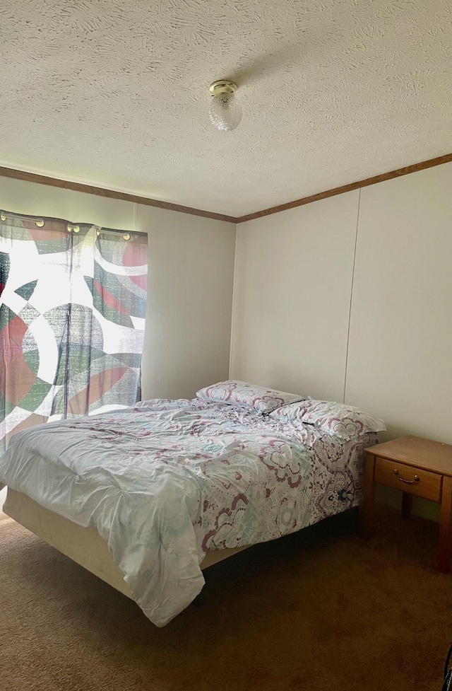 8295 Mccain Rd, Parma, MI 49269 - bedroom with ornamental molding, carpet flooring, and a textured ceiling