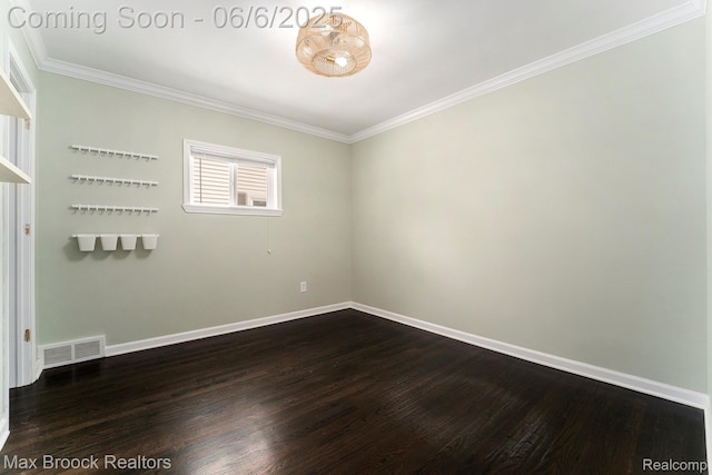 401 N Minerva Ave, Royal Oak, MI 48067 - spare room with dark wood finished floors, baseboards, and ornamental molding