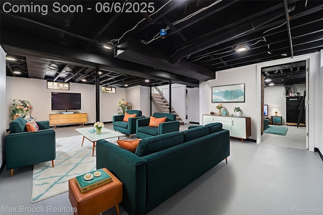 401 N Minerva Ave, Royal Oak, MI 48067 - living area with concrete flooring and stairs