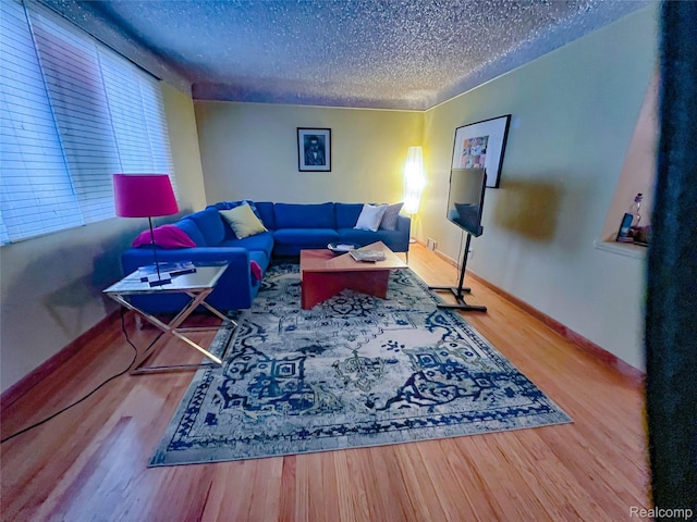 21710 Parklawn St, Oak Park, MI 48237 - living room featuring baseboards, wood finished floors, and a textured ceiling