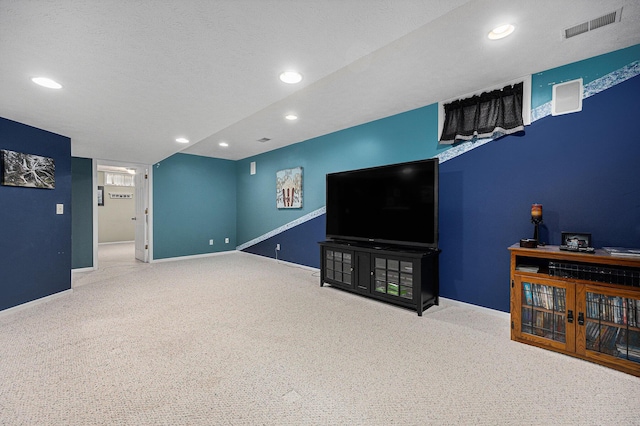 6533 Cannon Farms Dr NE, Rockford, MI 49341 - living area featuring carpet, baseboards, and recessed lighting