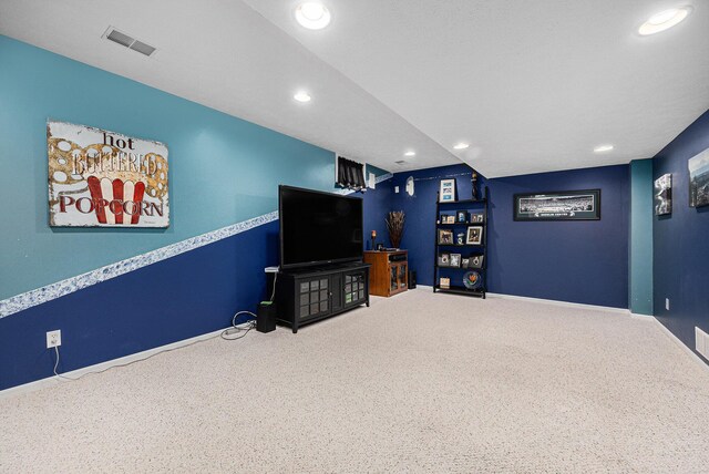 6533 Cannon Farms Dr NE, Rockford, MI 49341 - carpeted living area with baseboards and recessed lighting
