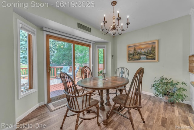 15719 Greenview, Fraser, MI 48026 - dining area with a chandelier and wood finished floors