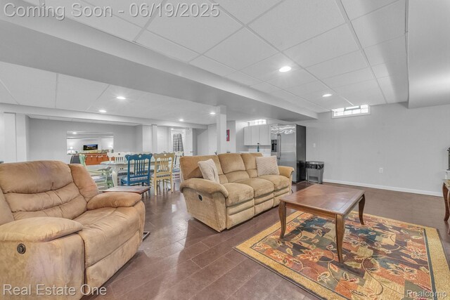 15719 Greenview, Fraser, MI 48026 - living room with a drop ceiling and recessed lighting