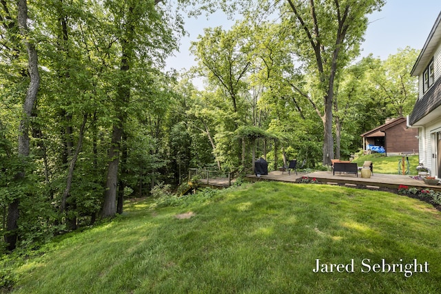6872 Forest Valley Dr SE, Grand Rapids, MI 49546 - view of grassy yard with a deck
