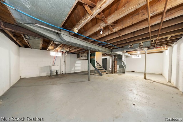 17187 Vaughan St, Detroit, MI 48219 - below grade area with stairs and a sink