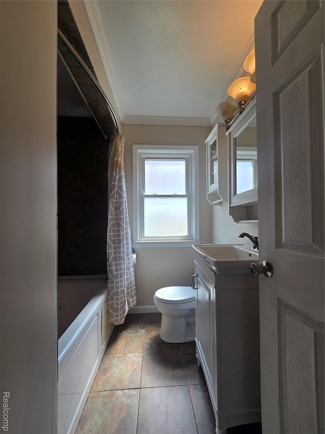 29263 Barton St, Garden City, MI 48135 - bathroom featuring crown molding, vanity, and shower / bath combination with curtain