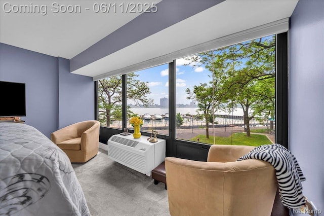 1001 W Jefferson Ave Unit 2I, Detroit, MI 48226 - carpeted bedroom with a water view and multiple windows