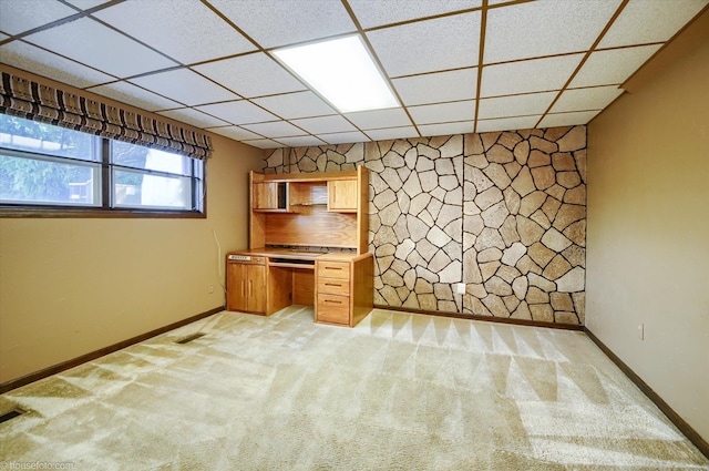 5379 N Irish Rd, Davison, MI 48423 - unfurnished office featuring a paneled ceiling, light colored carpet, and baseboards
