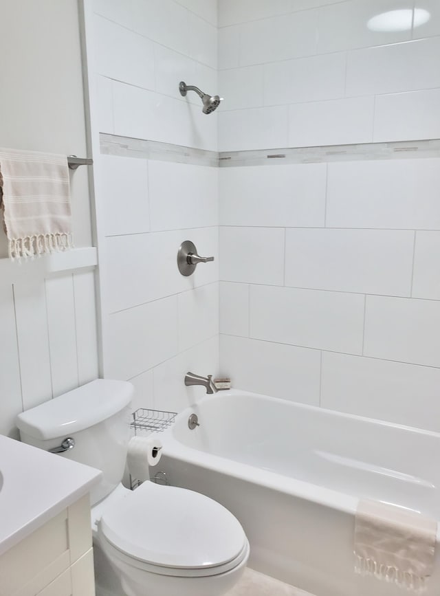 121 S Marshall St, New Buffalo, MI 49117 - bathroom featuring vanity, shower / tub combination, and toilet