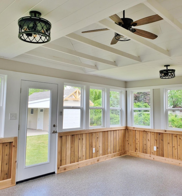 121 S Marshall St, New Buffalo, MI 49117 - unfurnished sunroom with beam ceiling
