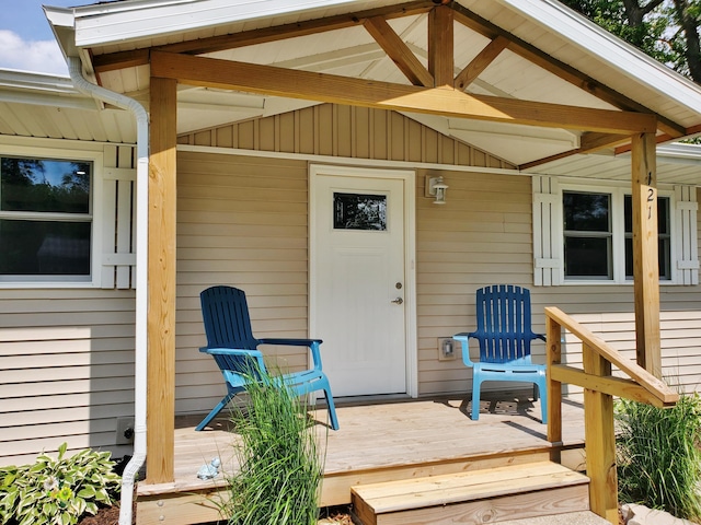 121 S Marshall St, New Buffalo, MI 49117 - doorway to property featuring a wooden deck