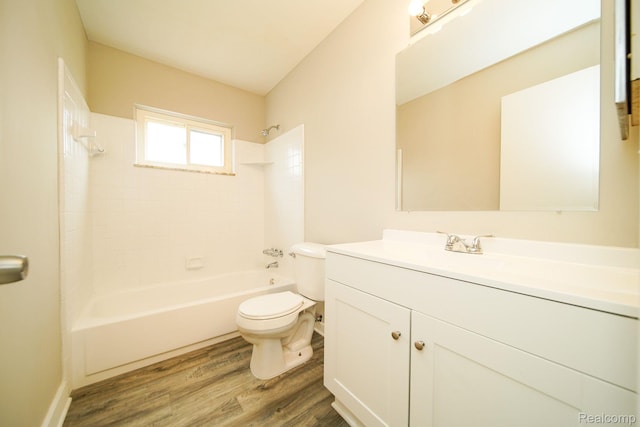 16282 Evergreen Ave, Eastpointe, MI 48021 - bathroom featuring toilet, vanity, shower / bath combination, and wood finished floors