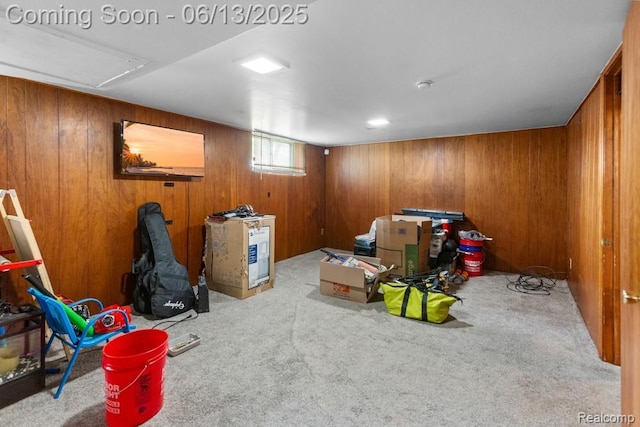 32702 Winona St, Westland, MI 48185 - below grade area featuring wooden walls and carpet floors