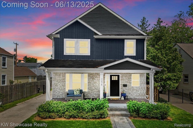 3278 Tyler Ave, Berkley, MI 48072 - view of front of house featuring covered porch and stone siding