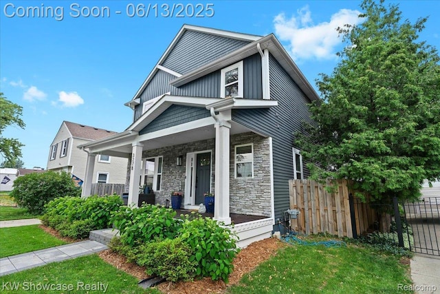 3278 Tyler Ave, Berkley, MI 48072 - craftsman inspired home featuring covered porch, stone siding, and board and batten siding
