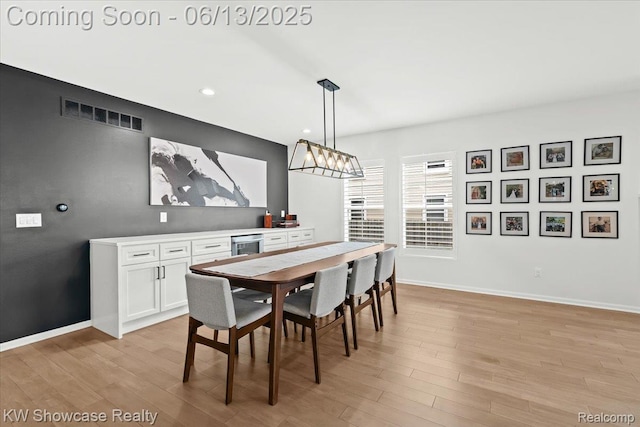3278 Tyler Ave, Berkley, MI 48072 - dining space featuring light wood-style flooring, recessed lighting, and wine cooler
