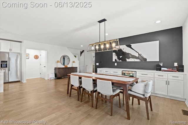 3278 Tyler Ave, Berkley, MI 48072 - dining space featuring light wood finished floors, recessed lighting, and wine cooler