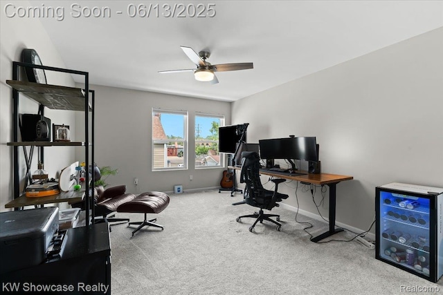 3278 Tyler Ave, Berkley, MI 48072 - home office featuring a ceiling fan and carpet