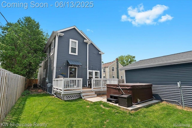 3278 Tyler Ave, Berkley, MI 48072 - back of house with a hot tub, a deck, and a fenced backyard
