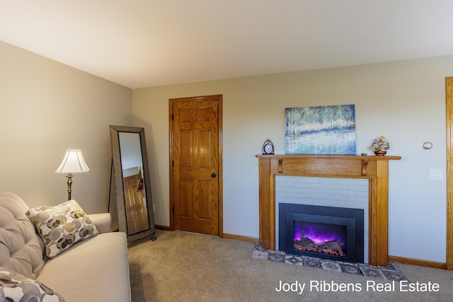 226 Sunset Ave NW, Grand Rapids, MI 49504 - carpeted living area with baseboards and a fireplace