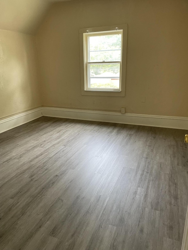 1122 Prospect St, Lansing, MI 48912 - bonus room with lofted ceiling, dark wood finished floors, and baseboards