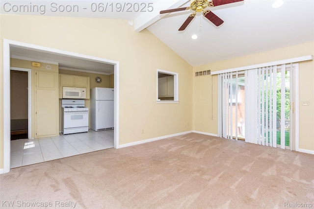 30731 Middlebury St, Westland, MI 48186 - empty room featuring light colored carpet, a ceiling fan, light tile patterned floors, and recessed lighting