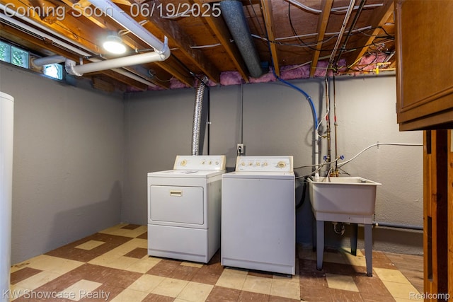 30731 Middlebury St, Westland, MI 48186 - laundry room with cabinet space, separate washer and dryer, and light flooring