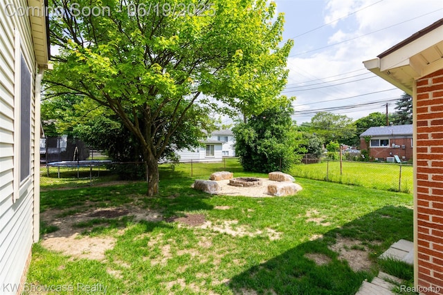 30731 Middlebury St, Westland, MI 48186 - fenced backyard with an outdoor fire pit and a trampoline