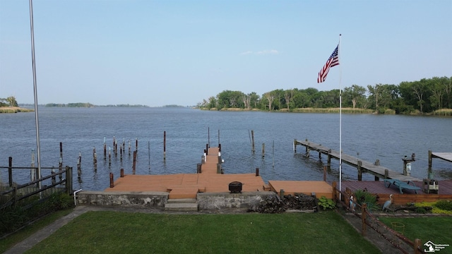 3117 Morin Point St, Erie, MI 48133 - dock area featuring a water view and a yard