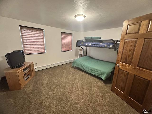 3117 Morin Point St, Erie, MI 48133 - bedroom with carpet flooring, a baseboard heating unit, and a textured ceiling