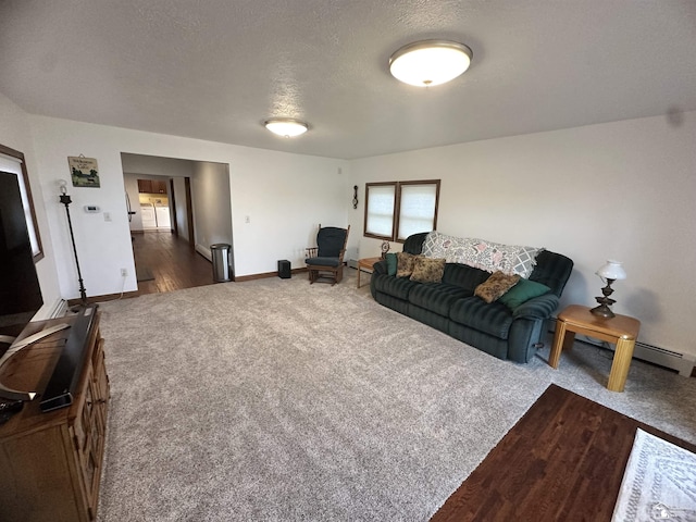 3117 Morin Point St, Erie, MI 48133 - living area with carpet floors, baseboards, a textured ceiling, and wood finished floors