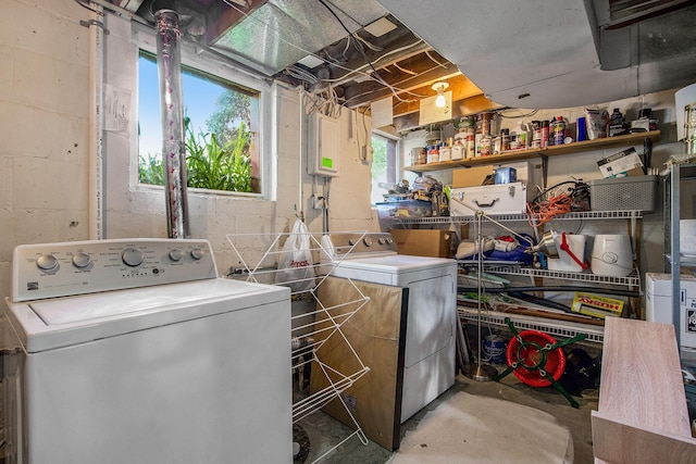 2845 Pittsfield Blvd, Ann Arbor, MI 48104 - basement with washing machine and dryer and concrete block wall