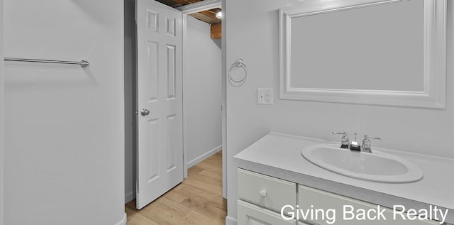 817 Cherry Ave, Big Rapids, MI 49307 - bathroom featuring vanity and wood finished floors