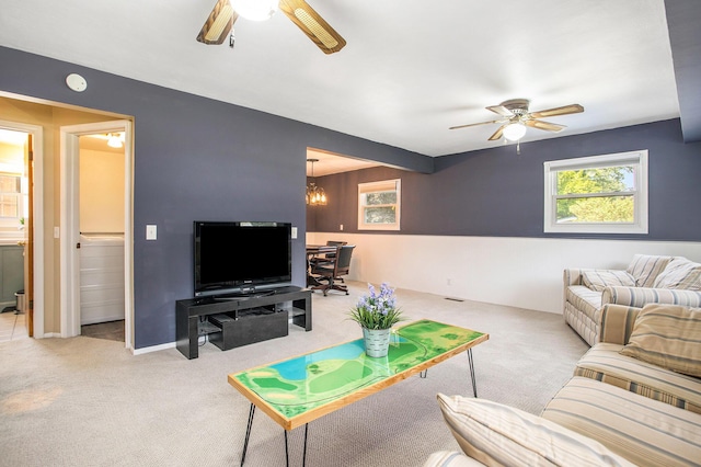 802 Kay St, Otsego, MI 49078 - carpeted living room with a ceiling fan