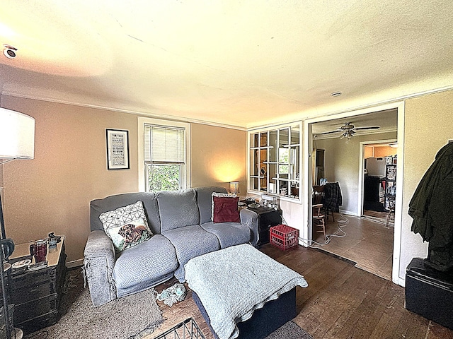 8632 Fremont St, Westland, MI 48185 - living room featuring wood finished floors and ceiling fan