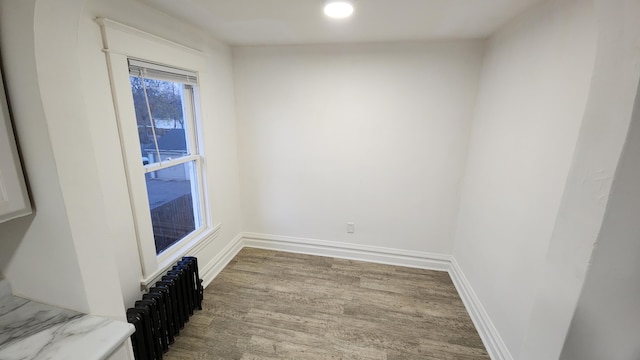 320 W Vine St, Kalamazoo, MI 49001 - spare room featuring radiator, wood finished floors, baseboards, and recessed lighting