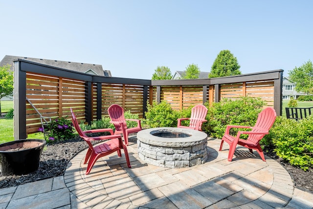 1640 Prairie Dr, Saint Joseph, MI 49085 - view of patio featuring a fire pit