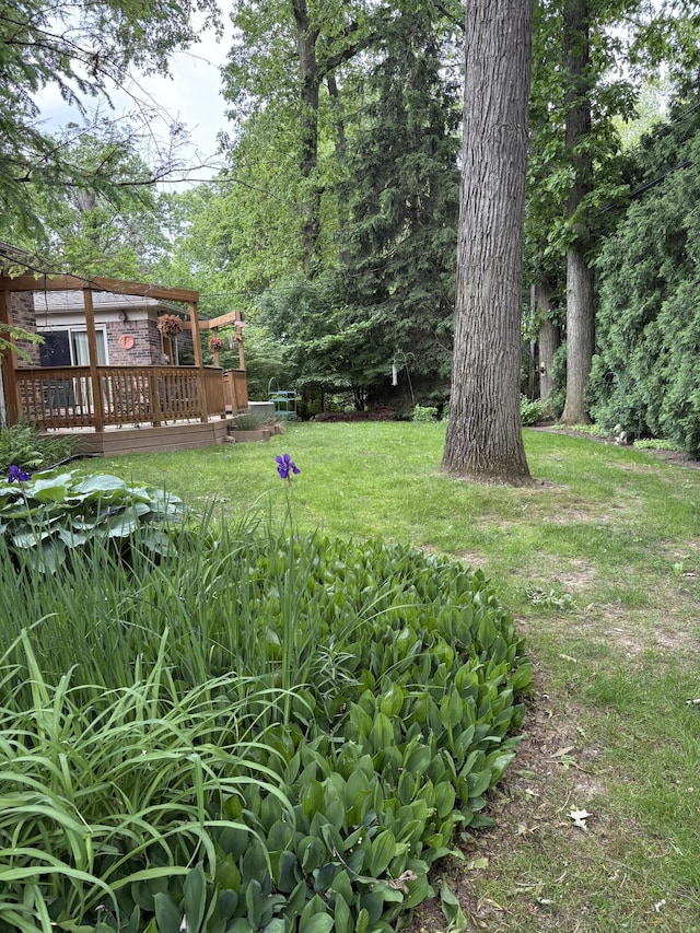 3481 Witherbee Dr, Troy, MI 48084 - view of green lawn with a deck