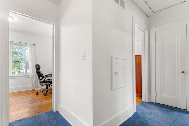 1308 Linwood Ave, Ann Arbor, MI 48103 - corridor featuring carpet floors, baseboards, and a desk