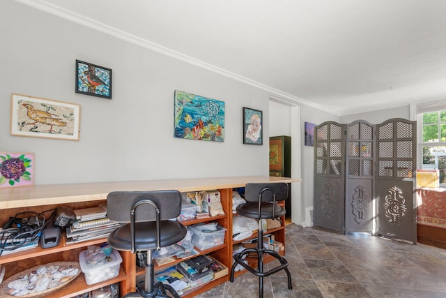 1308 Linwood Ave, Ann Arbor, MI 48103 - home office with crown molding and dark stone finish floors